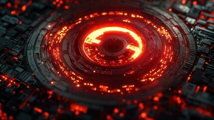 Obraz premium Futuristic glowing circular design with intricate details.