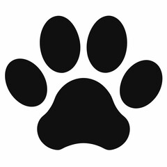 Black Silhouette of a Dog Paw Print on White Background