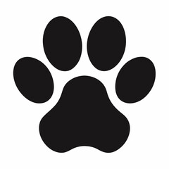 Black Silhouette of a Dog Paw Print on White Background