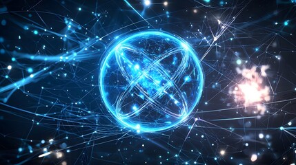 Futuristic Vector Background with Blue Quantum Technologies