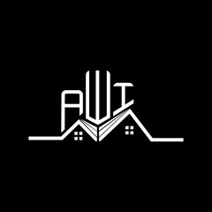 AWI Real state logo design, AWI simple and modern logo. AWI luxurious alphabet design