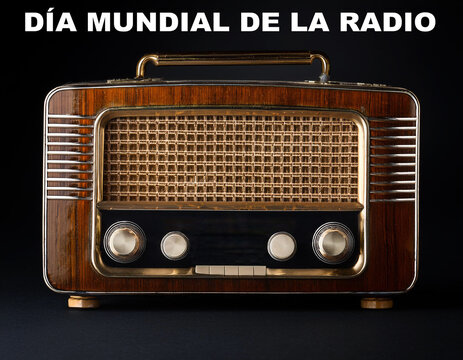 Dia mundial de la radio con un aparato de radio vintage