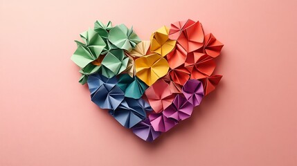 Colorful paper heart origami.