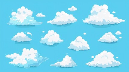 Cloud Flat. Blue Sky with Speech Bubbles Weather Element Collection