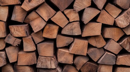 Fototapeta premium A pile of wood with many pieces stacked on top of each other