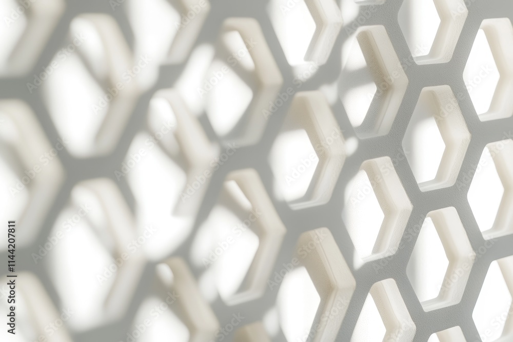 Poster Abstract geometric pattern with hexagonal shapes and shadows.