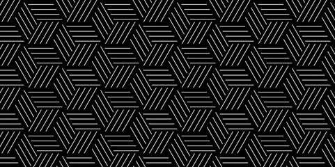 Seamless pattern Abstract geometric with stripes. Black background ornament. Vector geometric diagonal fabric waves seamless texture.