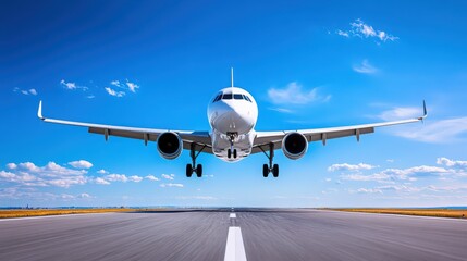 A white airplane is flying in the sky