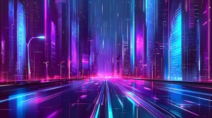 Futuristic Urban Design with Neon Accents in Vector
