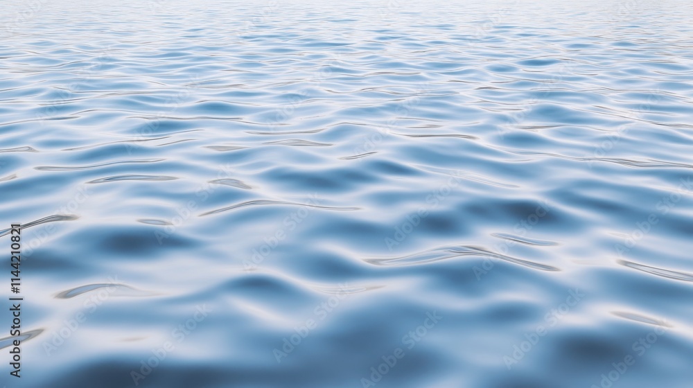 Poster a serene blue water surface with gentle ripples reflecting light, creating a tranquil and calming ef