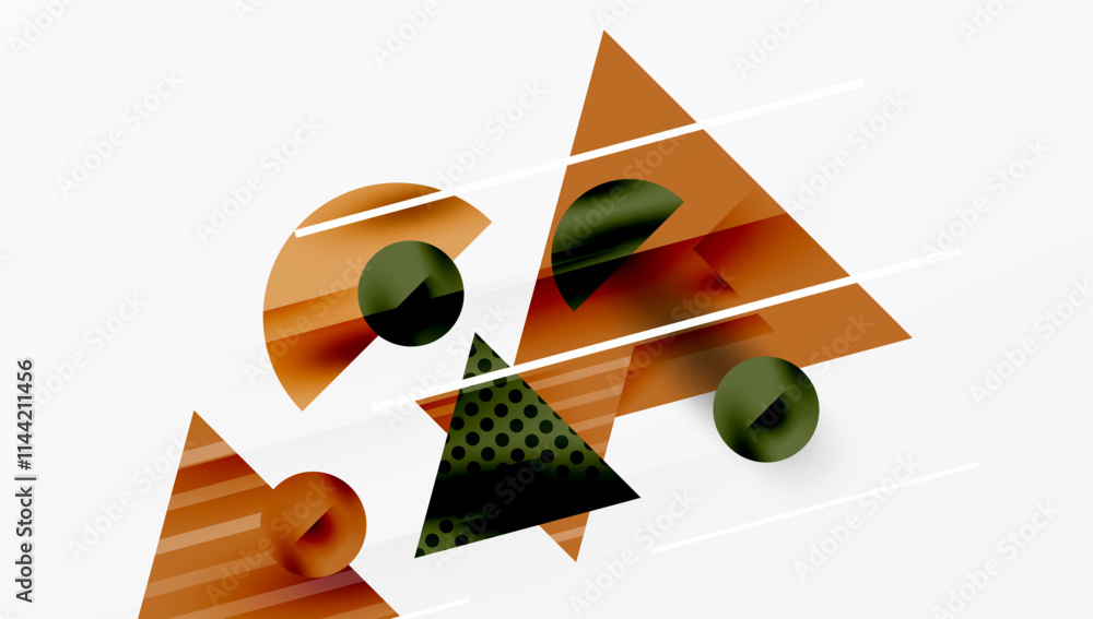 Poster Modern geometric background - overlapping triangles with smooth gradients and semi-transparency