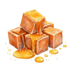 Watercolor Caramel Cubes with Golden Drizzle