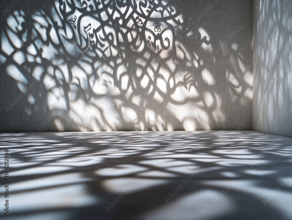 Aufkleber ornate shadows cast on wall and floor from patterned screen.