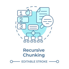 Fototapeta premium Recursive chunking soft blue concept icon. Dividing data into smear segments. Maintaining logical structure. Round shape line illustration. Abstract idea. Graphic design. Easy to use in article