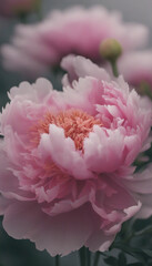 Peony or Garden peony flower in pink on a  vertical