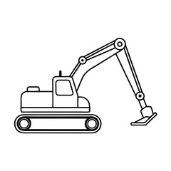 a line drawing of an excavator