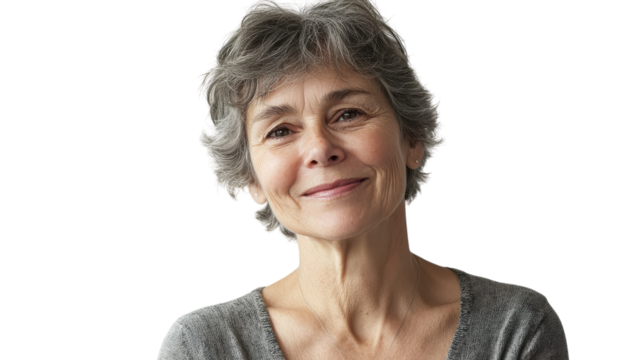 Confident Senior Woman Smiling Portrait Suitable for Diverse Marketing Materials and Personal Development Content.