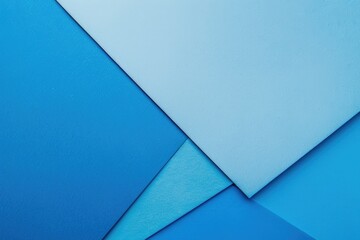 Flat Lay Blue. Abstract Geometric Papers with Blue Color Lines and Shapes on Colorful Background