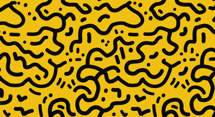 Vibrant Seamless Patterns with Bold Line Art on Colorful Backgrounds  © Jawada07