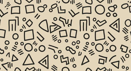 Vibrant Seamless Patterns with Bold Line Art on Colorful Backgrounds
