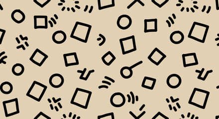 Vibrant Seamless Patterns with Bold Line Art on Colorful Backgrounds
