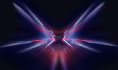Abstract neon background, rays of light in the dark.