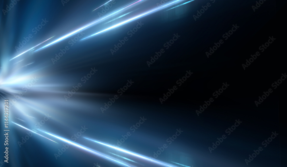 Poster abstract neon background, rays of light in the dark.