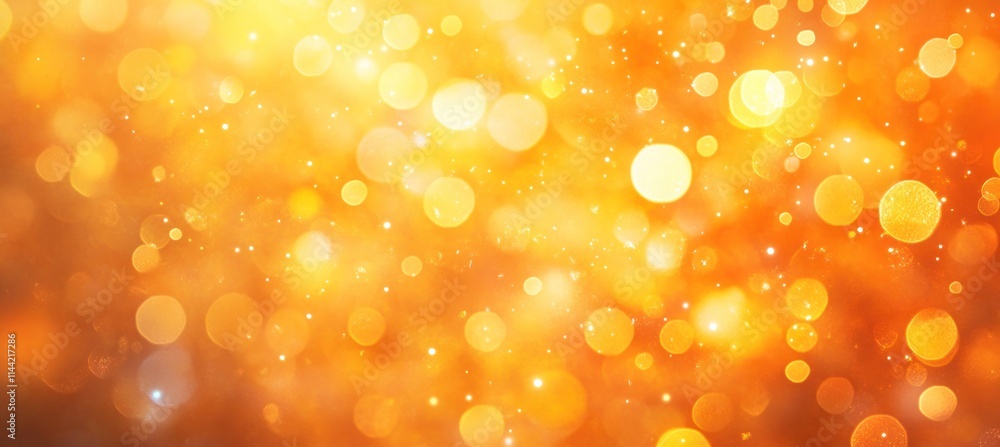 Poster Orange bokeh lights background with abstract shapes.