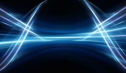 Abstract neon background, rays of light in the dark.