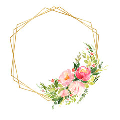 floral watercolor wreath for wedding, birthday, card, background, invitation, wallpaper, sticker, decoration etc.