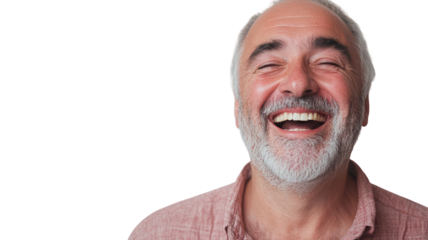A Heartwarming Moment: A Middle-Aged Man Enjoying a Big Hearty Laugh, Perfect for Capturing Joy and Positivity in Everyday Life.