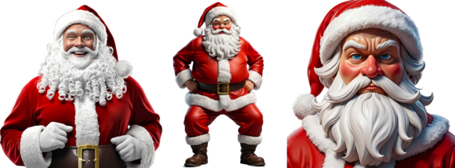 Santa Claus isolated set. Full focused face. Quality Details. Realistic PNG. Creative Advertising. The best image in the world. Must be the new trend these days. holiday designs, festive promotions.
