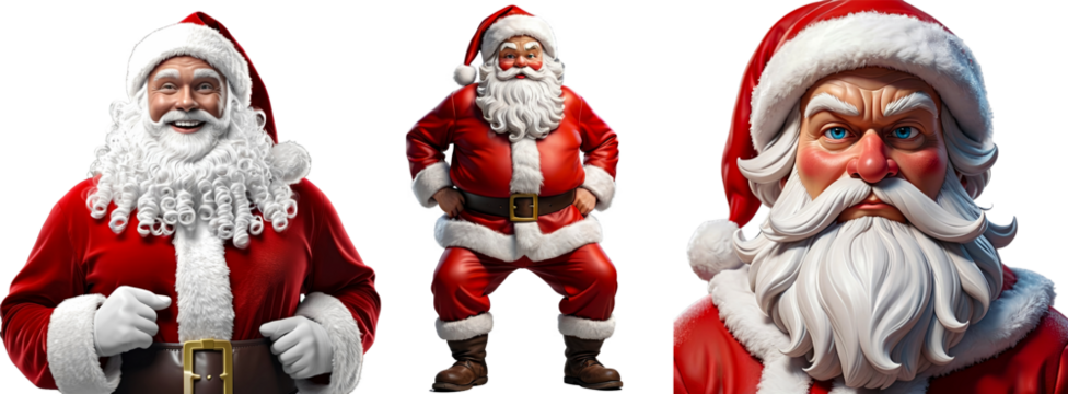 Santa Claus isolated set. Full focused face. Quality Details. Realistic PNG. Creative Advertising. The best image in the world. Must be the new trend these days. holiday designs, festive promotions. - Powered by Adobe
