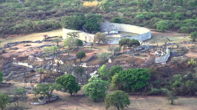 Aerial view of Great Zimbabwe National Monument ruins