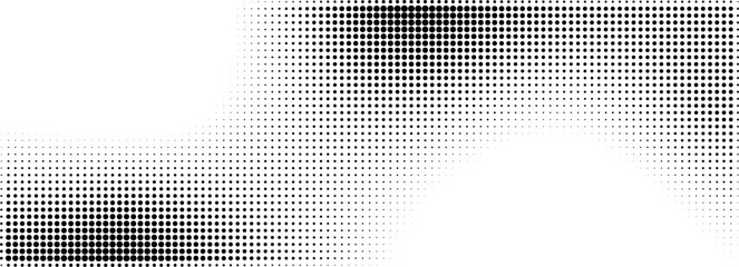Fototapeta premium Abstract gradient background with dotted wave pattern and noise. Black and white graphic retro pattern. Flat vector illustration isolated