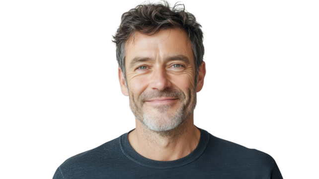 A Middle Aged Man Displaying a Subtle Smirk That Captures a Sense of Confidence and Approachability, Ideal for Branding and Personal Development Contexts.