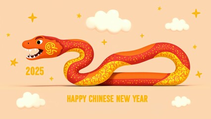 Obraz premium Welcoming the Year of the Snake 2025 with Joy, Prosperity, and New Beginnings for a Bright Future Ahead. Happy Chinese New Year 