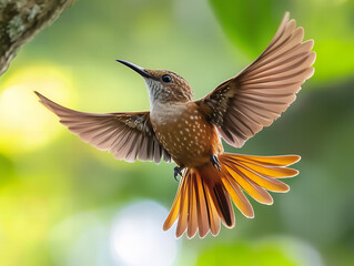 Fototapeta premium Hummingbird in Flight, Vibrant Hummingbird Close-Up