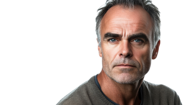 Contemplative Middle-Aged Man Reflecting Deep Thoughts for Business and Personal Growth Imagery.