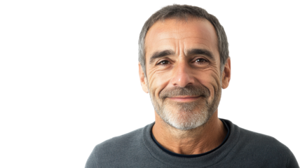 A Middle Aged Man with a Warm Reassuring Smile Invoking Trust and Comfort in Various Settings such as Personal Interactions or Business Environments.