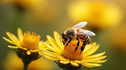 A worker bee collecting nectar from a flower