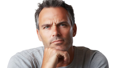 Fototapeta premium A Thoughtful Middle-Aged Man Reflecting on Life's Experiences and Choices, Perfect for Themes of Introspection, Wisdom, and Personal Growth.