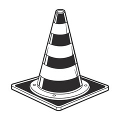 Traffic cone silhouette  vector illustration 