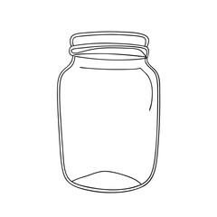Glass jar outline vector illustration 