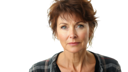 A Middle Aged Woman with a Full Face of Concealer Perfect for Skincare and Makeup Tutorials.