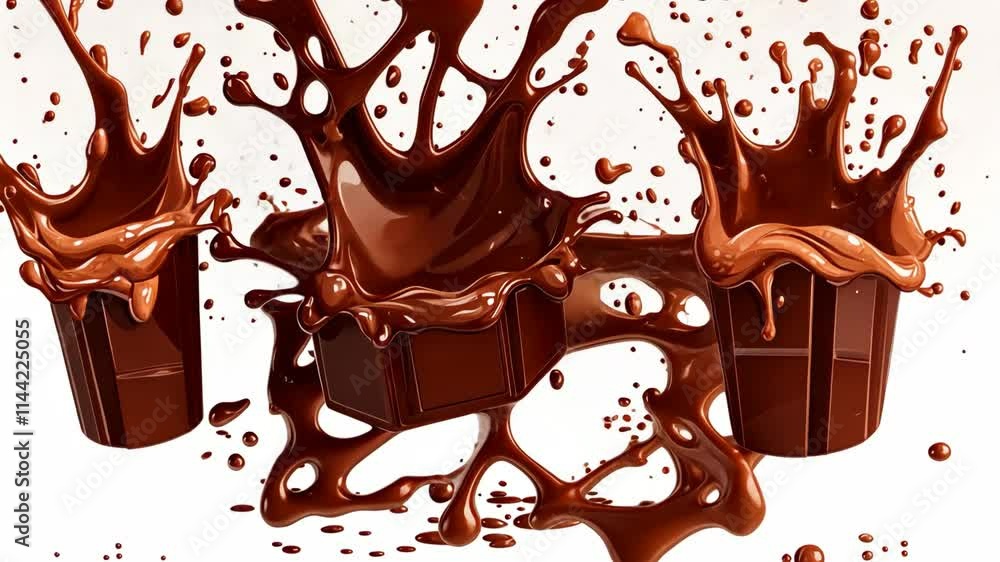Poster chocolate splashes create a dynamic display of deliciousness in a creative arrangement