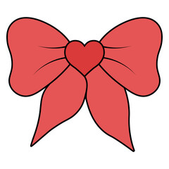 Kawaii bow cute heart gift decorated with red ribbon