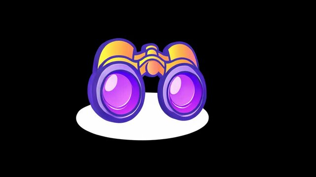 Colorful binoculars graphic design on black background representing exploration and adventure in outdoor activities