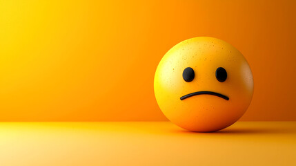 Sad emoticon on yellow background.