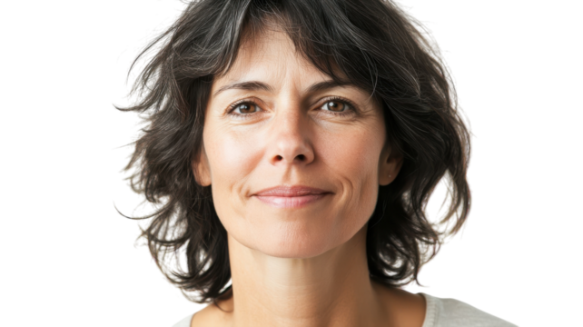 A Middle-Aged Woman with a Thoughtful Expression Captured in a Natural Setting, Ideal for Wellness and Lifestyle Content.